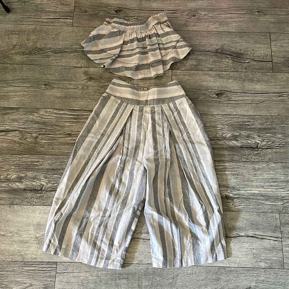 Nordstrom Stripe 2 piece set tube top and flare pants